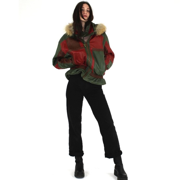 Vintage Patchwork Leather Parka Jacket - Picture 6 of 8